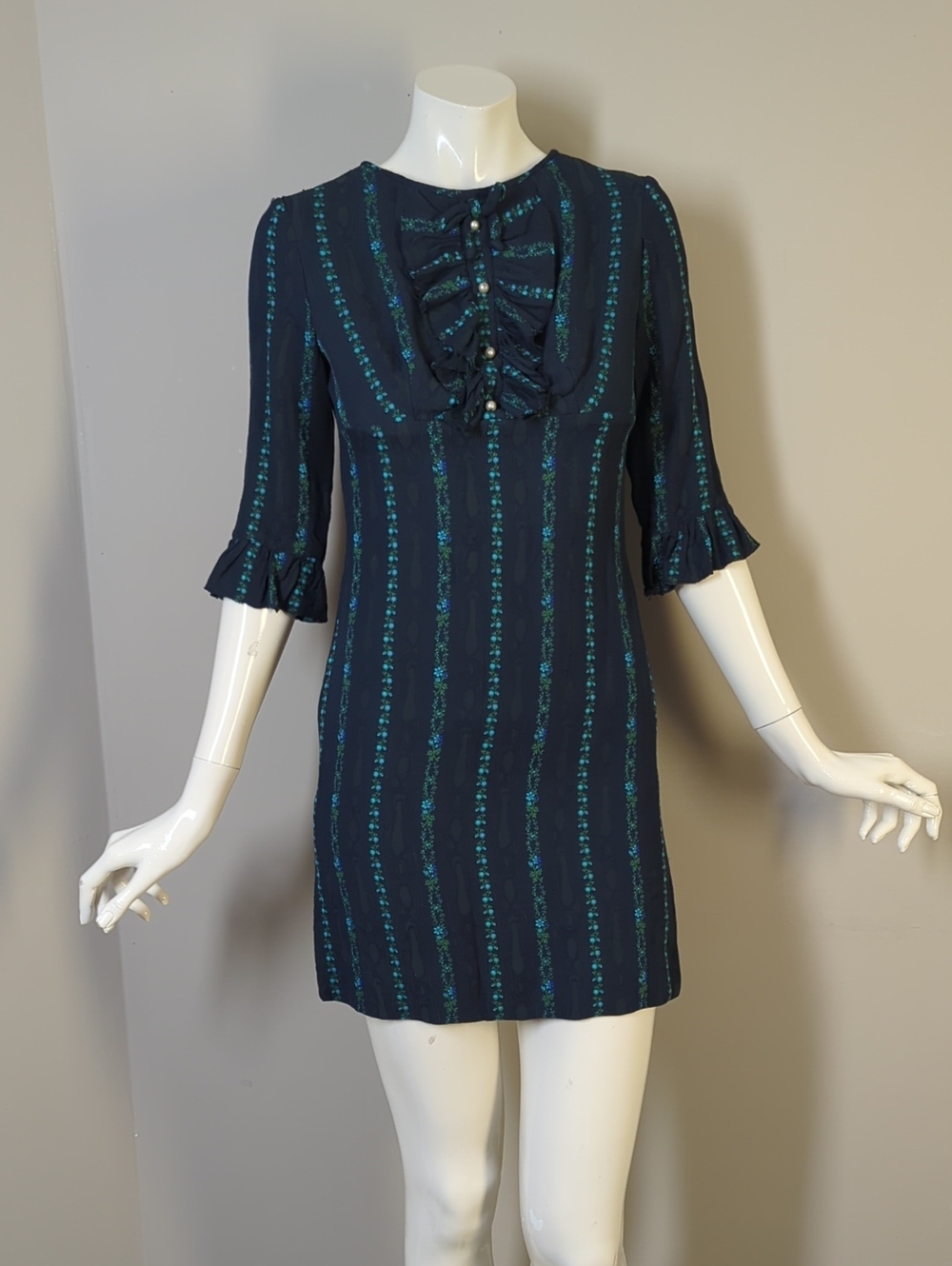 Vintage Dollyrockers By Sambo Shift Dress 60s 70s Ruffle Xxs